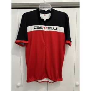Castelli 1/4 Zip Cycling Jersey, Men's Size XXL, RED/BLACK Rear Pouch & Pocket